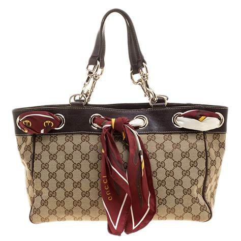 gucci bag canvas with scarf|gucci canvas tote bag free.